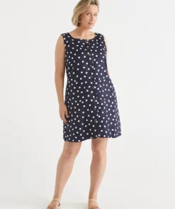 Linen Polka Dot Sleeveless Dress