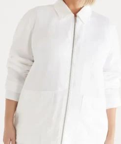 Linen Zip Front Collared Jacket