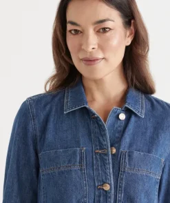 Long Sleeve Denim Button Up Dress