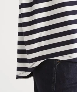 Long Sleeve Stripe Pleat Back Top - Ink