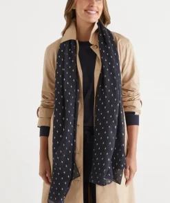 Midnight Foil Spot Plisse Scarf