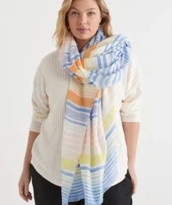 Mineral Stripe Frayed Edge Scarf