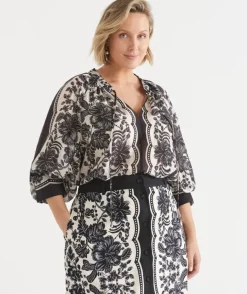 Noir Bloom Long Sleeve Blouse