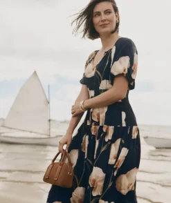 Orchid Floral Short Sleeve Midi Dress