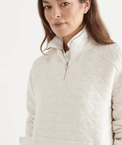 Padded Diamond Quarter-Zip Jumper - Cream