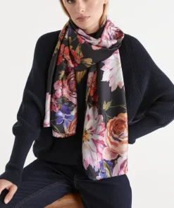 Painted Bloom Scarf - Black