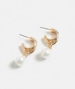 Pearl Drop Hoop Earring