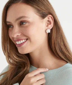 Pearl Flower Silver Stud Earring
