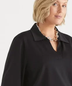 Ponte 3/4 Sleeve Polo Top