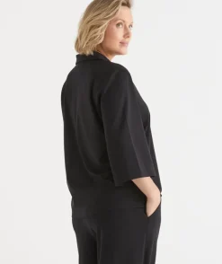 Ponte 3/4 Sleeve Polo Top