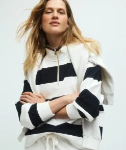 Quarter-Zip Stripe Jumper - Midnight