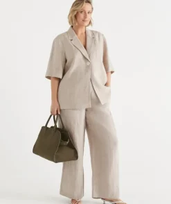 Relaxed Fit Short Sleeve Linen Blazer