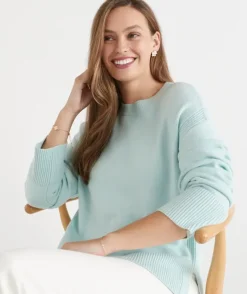 Rib Detail Crew Neck Jumper - Peppermint
