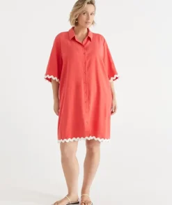 Ric Rac Short Sleeve Shirt Dress