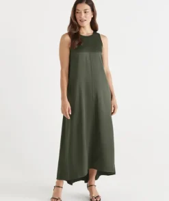 Satin Sleeveless Column Maxi Dress