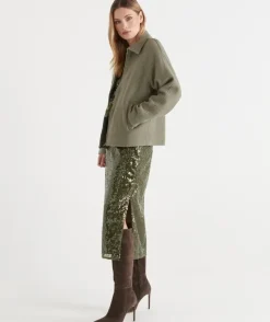 Sequin Column Midi Skirt