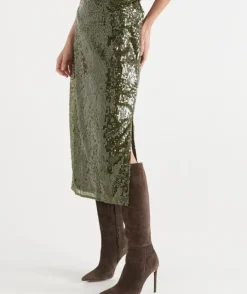 Sequin Column Midi Skirt