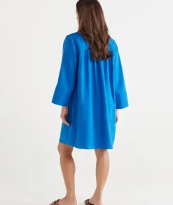 Shirred Shoulder Long Sleeve Dress
