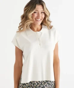Short Sleeve Knit Polo Top