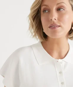 Short Sleeve Knit Polo Top