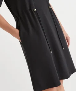 Short Sleeve Stretch Jersey Dress - Black