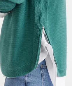 Side Zip Crew Neck Jumper