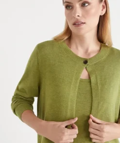 Single Button Knit Crew Cardigan