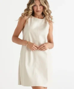 Sleeveless Faux Leather Shift Dress