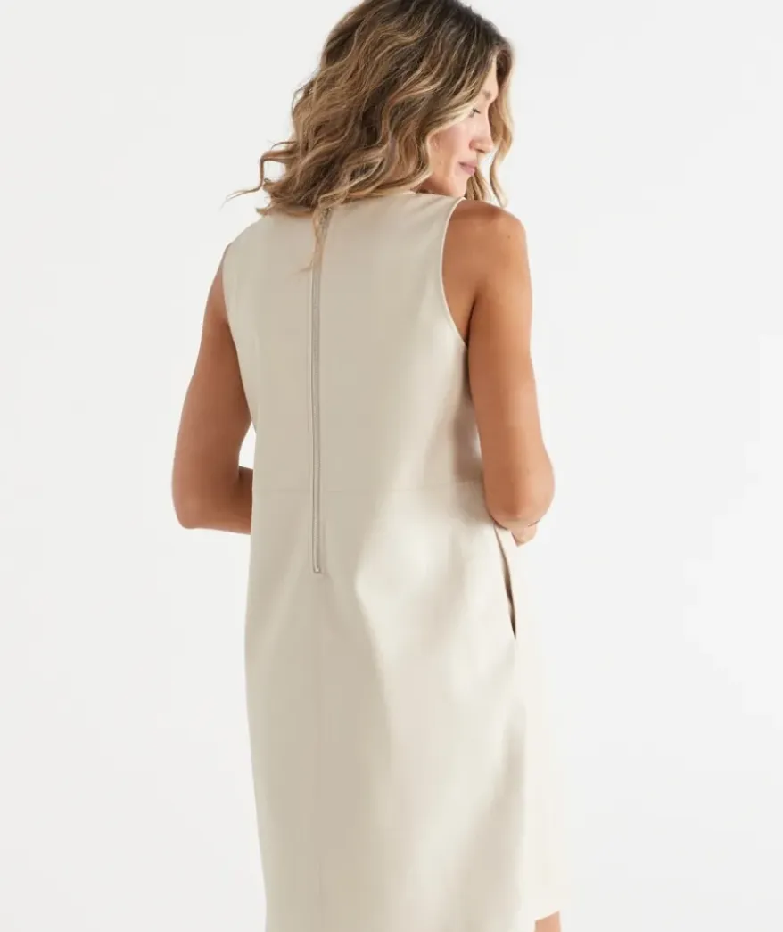 Sleeveless Faux Leather Shift Dress