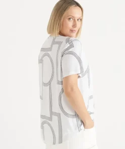 Slub Geometric Crew Neck T-Shirt