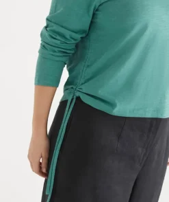 Slub Long Sleeve Ruched Top
