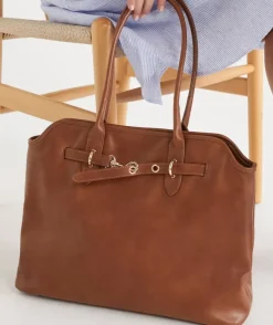 Snap-Hook Strap Tote Bag - Caramel