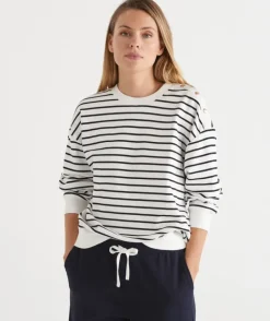 Stripe Button Shoulder Jumper - Ink