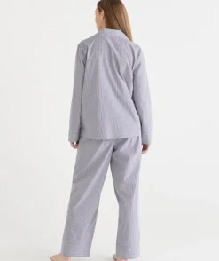 Stripe Full Length Pyjama Set - Navy