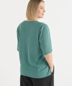 Textured Button Up Short Sleeve Top