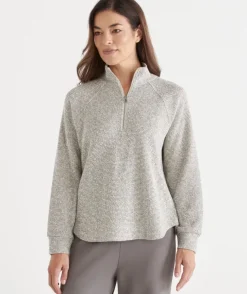 Textured Quarter-Zip Top