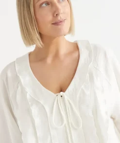 Tie Ruffle Detail Blouse