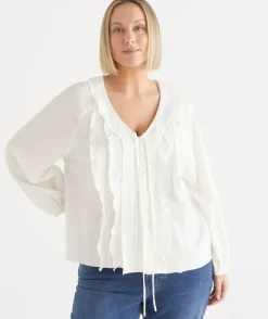 Tie Ruffle Detail Blouse