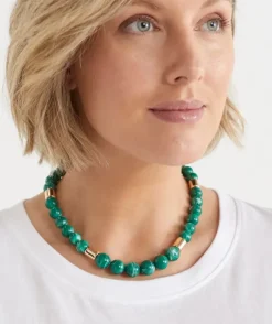 Two-Tone Beaded Necklace - Green