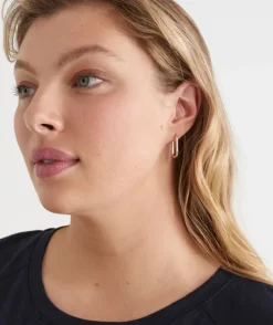 Two-Tone Oval Hoop Earring
