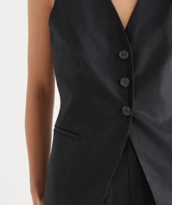 V Neck Linen Vest