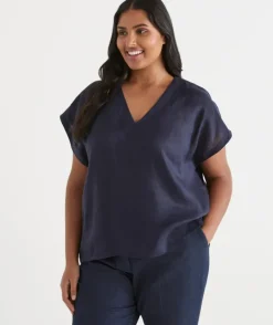 V Neck Panel Detail Top