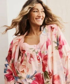 Vintage Floral Sleeveless Nightie - Pink