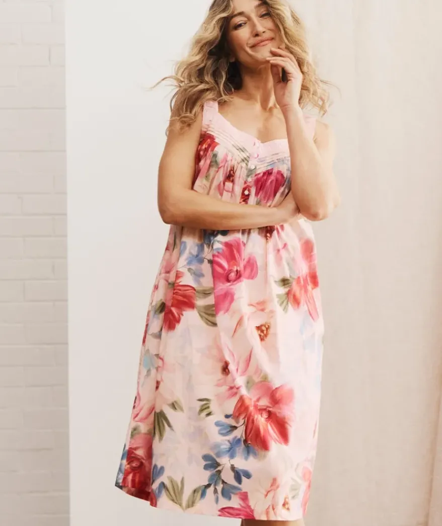 Vintage Floral Sleeveless Nightie - Pink