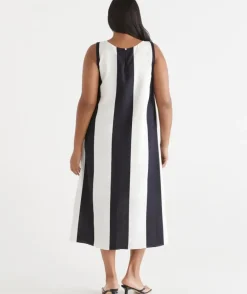 Wide Stripe Column Midi Dress