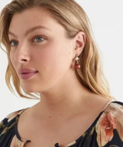 Wooden Drop Gold Earring