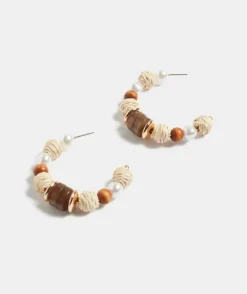 Wooden Pearl Hoop Earring